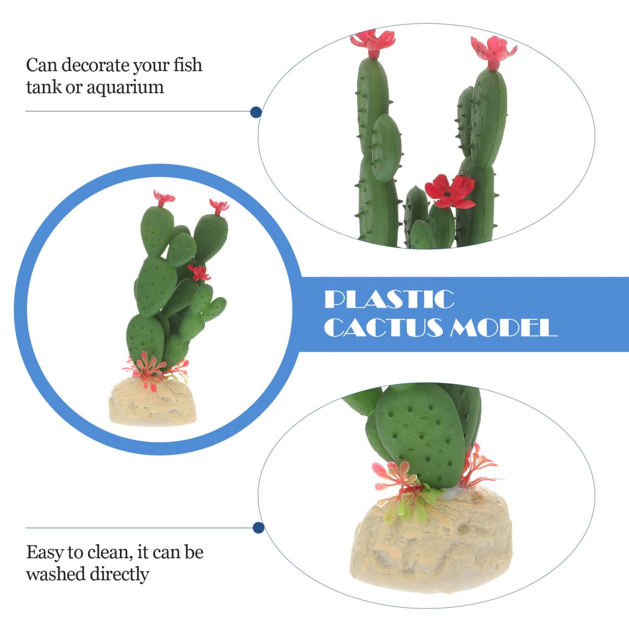 POPETPOP Artificial Cactus Plant-Simulation Plastic Aquatic Plants Aquarium Decoration Landscaping Fake Cactus Figurine Reptile